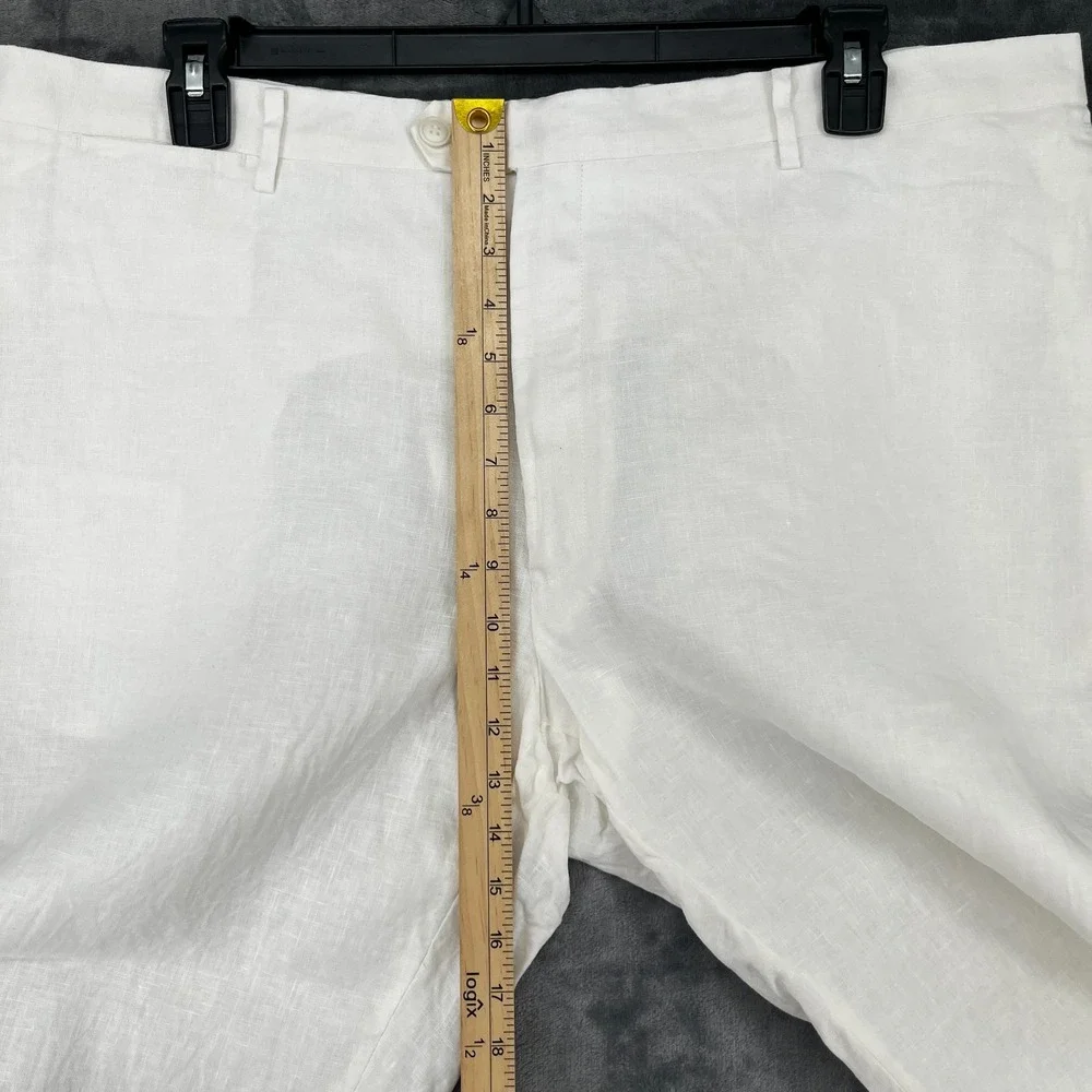 Vintage Enzo Tovare 100% Linen Chino Pants Men's 42x27 White Summer Lightweight